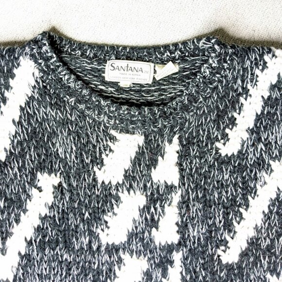 Vintage 80s Geometric Grandpa Sweater Size M Chunky Dad Knit Top - Picture 2 of 8